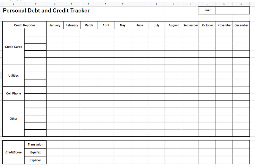 Credit Tracking Spread Sheet